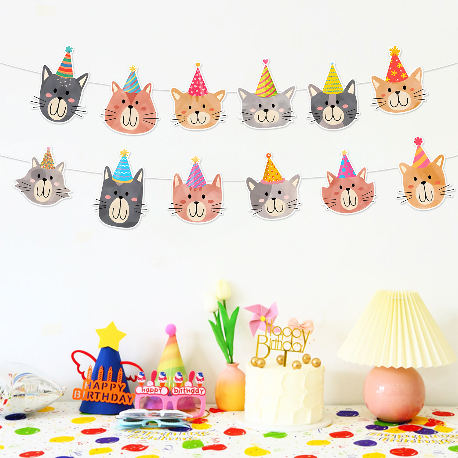 Cute Cartoon Pet Cat Party Fla - Science Of Happiness 评论和价格