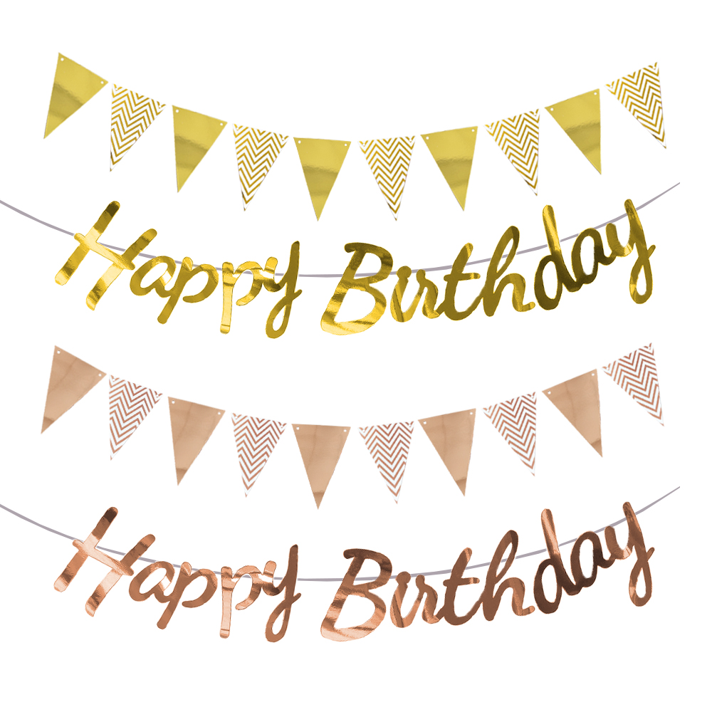 Happy Birthday Banner Gold Sil - Science Of Happiness 评论和价格