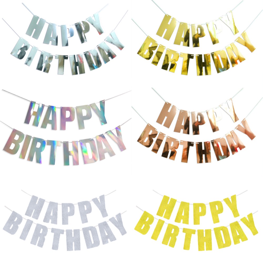 Happy Birthday Banner Gold Sil - Science Of Happiness 评论和价格