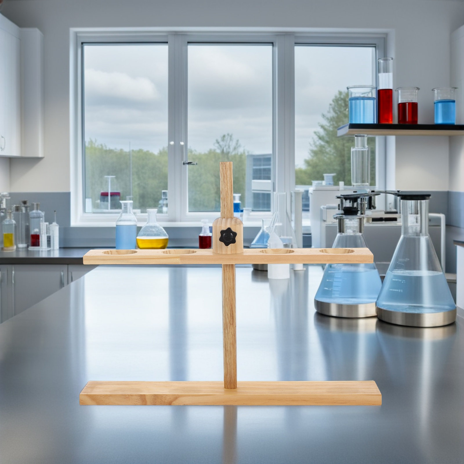 4 Hole Wooden Chemistry Funnel - Science Experiment 评论和价格